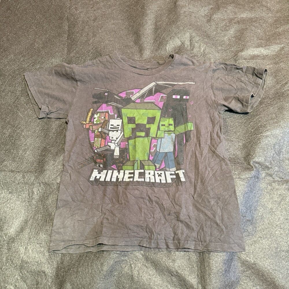 Mojang Minecraft Boys TShirt L Large 10/12 Brown Short Sleeve Tee Shirt